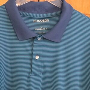 Bonobos Golf Polo‎ Mens L Short Sleeve Shirt L Blue Striped